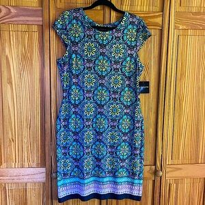 NEW Liz Claiborne Colorful Fitted Shift Dress Size 10